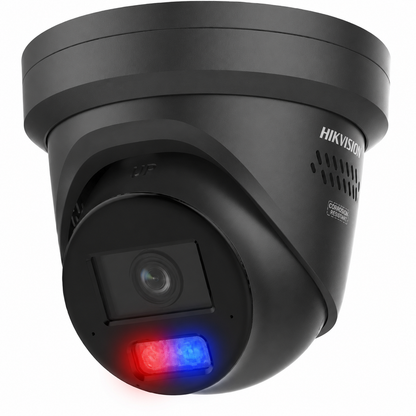 Hikvision DS-2CD2387G3-LIS2UY/SRB 8MP ColorVu Smart Hybrid Light Fixed Turret Network Camera with Blue & Red Strobe, Two-Way Audio, AI Human & Vehicle Detection, IP67, NEMA 4X (White/ Black)