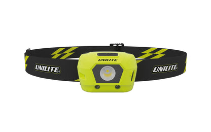 UNILITE HL-4R Rechargeable LED Head Torch – 275 Lumens, Red Night Vision LEDs, Adjustable Silicone Headband, USB-C Charging, Lightweight, Helmet Mount Included