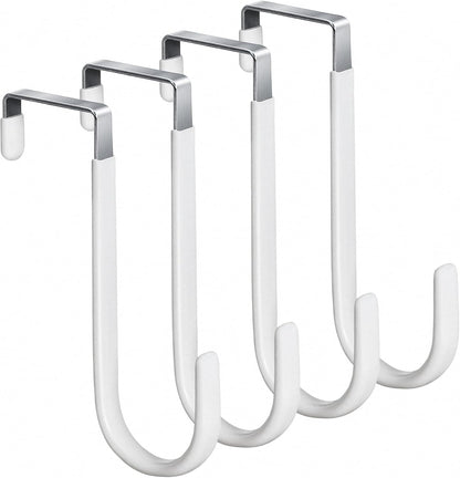 HOOSUN 4 Pack Over The Door Hooks,5 in Hooks for Hanging Heavy Duty Door Hanger,Towel Hanger Hook Holders,Over Door Hangers Hooks Door Hanger Hooks for Hanging Clothes,Towels,Hats,Coats,Bags (White)