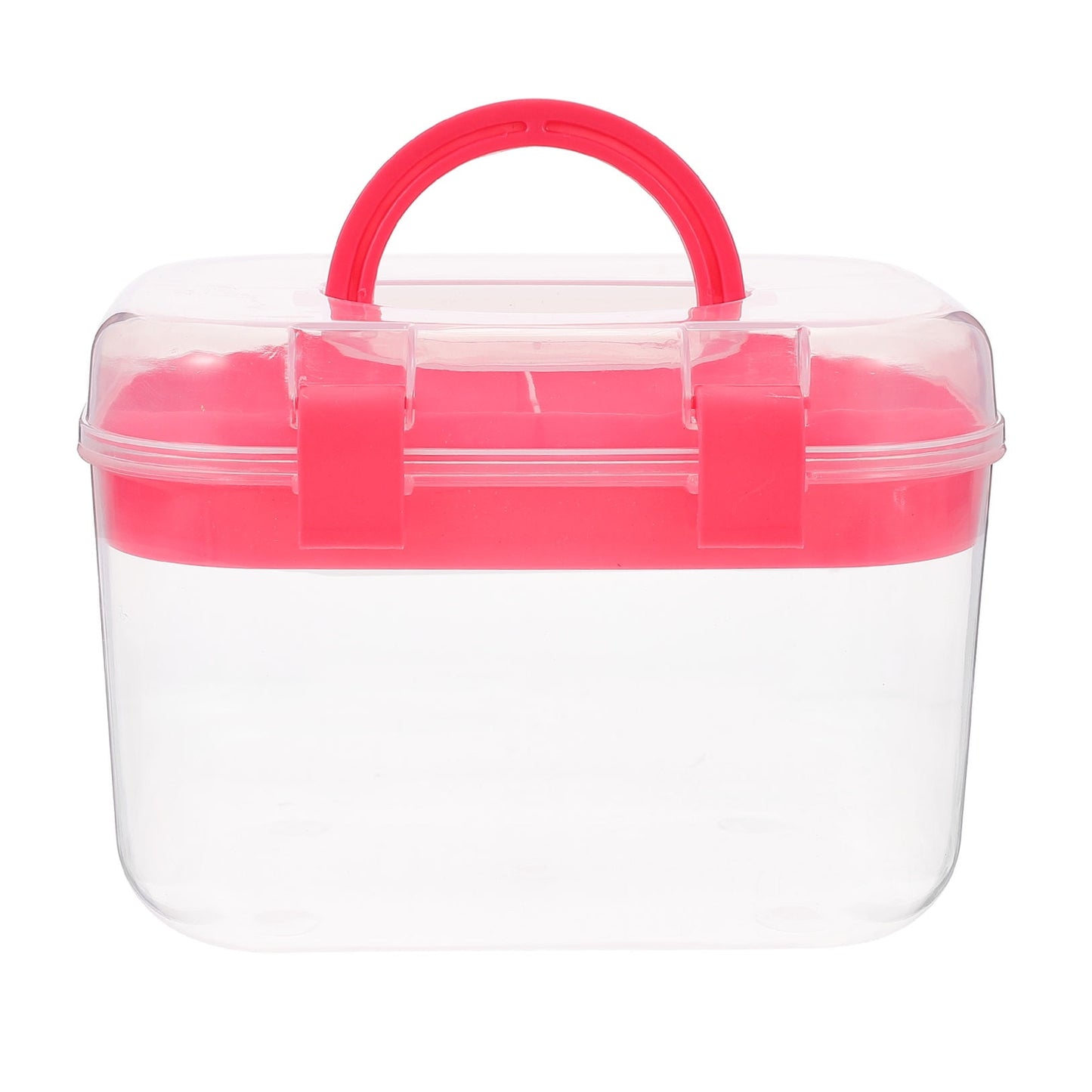 HOOWIFFY Plastic Sewing Box Red Large Capacity Double Layer Organizer for Home and Office Use with Design
