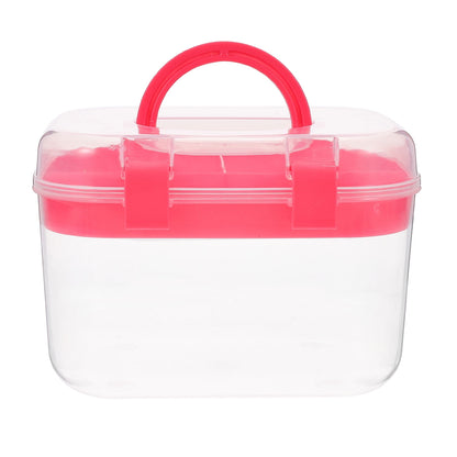 HOOWIFFY Plastic Sewing Box Red Large Capacity Double Layer Organizer for Home and Office Use with Design