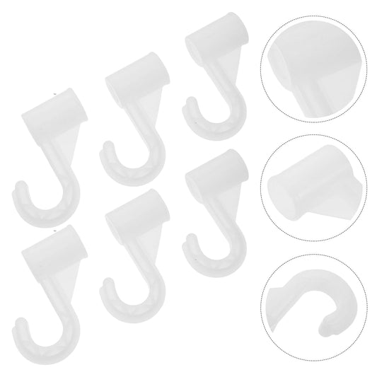 White closet pole bracket hook pieces, U-shaped with screw-mount tabs
