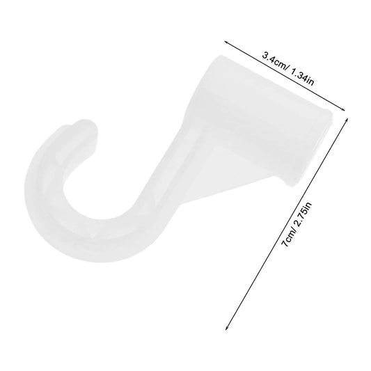 White U-shaped closet pole bracket hook with screw-mount tab, 3.4 cm x 7 cm