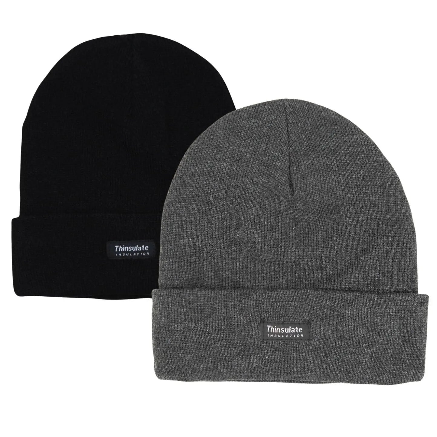 2 Pairs Mens Winter Beanie Insulation Thermal Winter Knitted Thinsulate Ski Hat