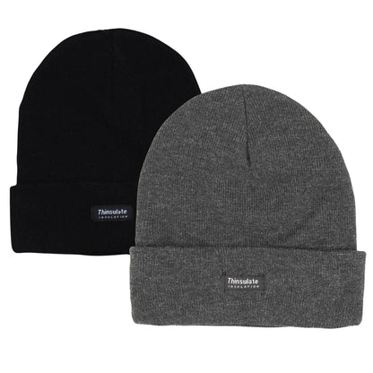 2 Pairs Mens Winter Beanie Insulation Thermal Winter Knitted Thinsulate Ski Hat