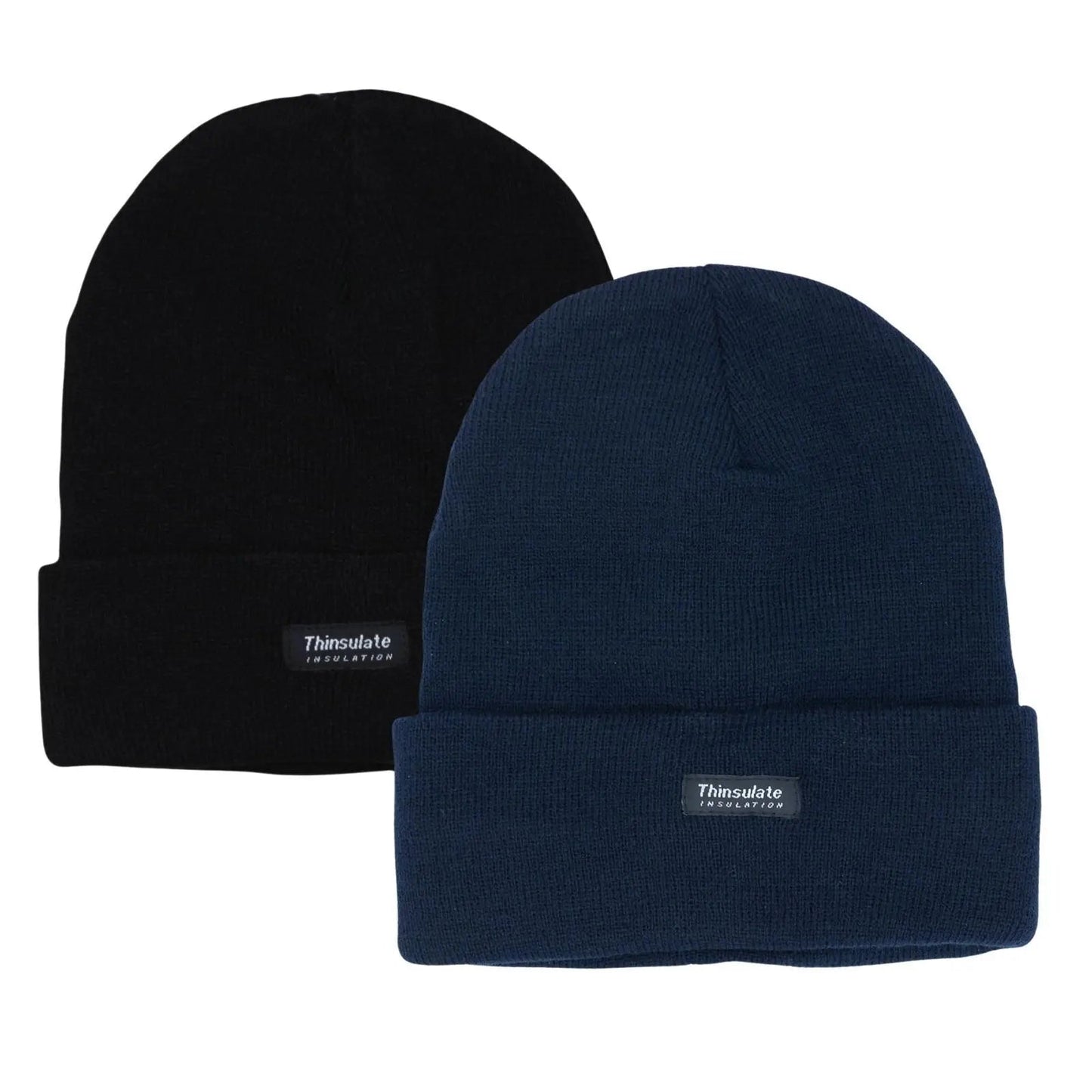 2 Pairs Mens Winter Beanie Insulation Thermal Winter Knitted Thinsulate Ski Hat