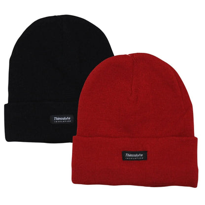 2 Pairs Mens Winter Beanie Insulation Thermal Winter Knitted Thinsulate Ski Hat