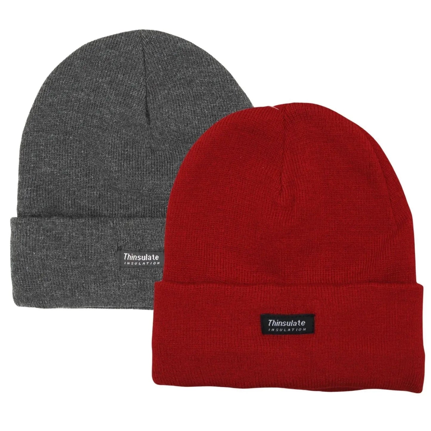 2 Pairs Mens Winter Beanie Insulation Thermal Winter Knitted Thinsulate Ski Hat