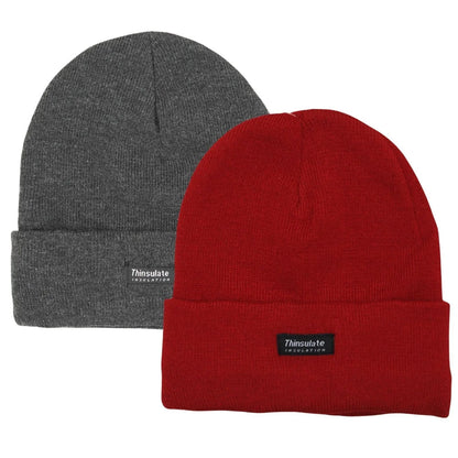 2 Pairs Mens Winter Beanie Insulation Thermal Winter Knitted Thinsulate Ski Hat