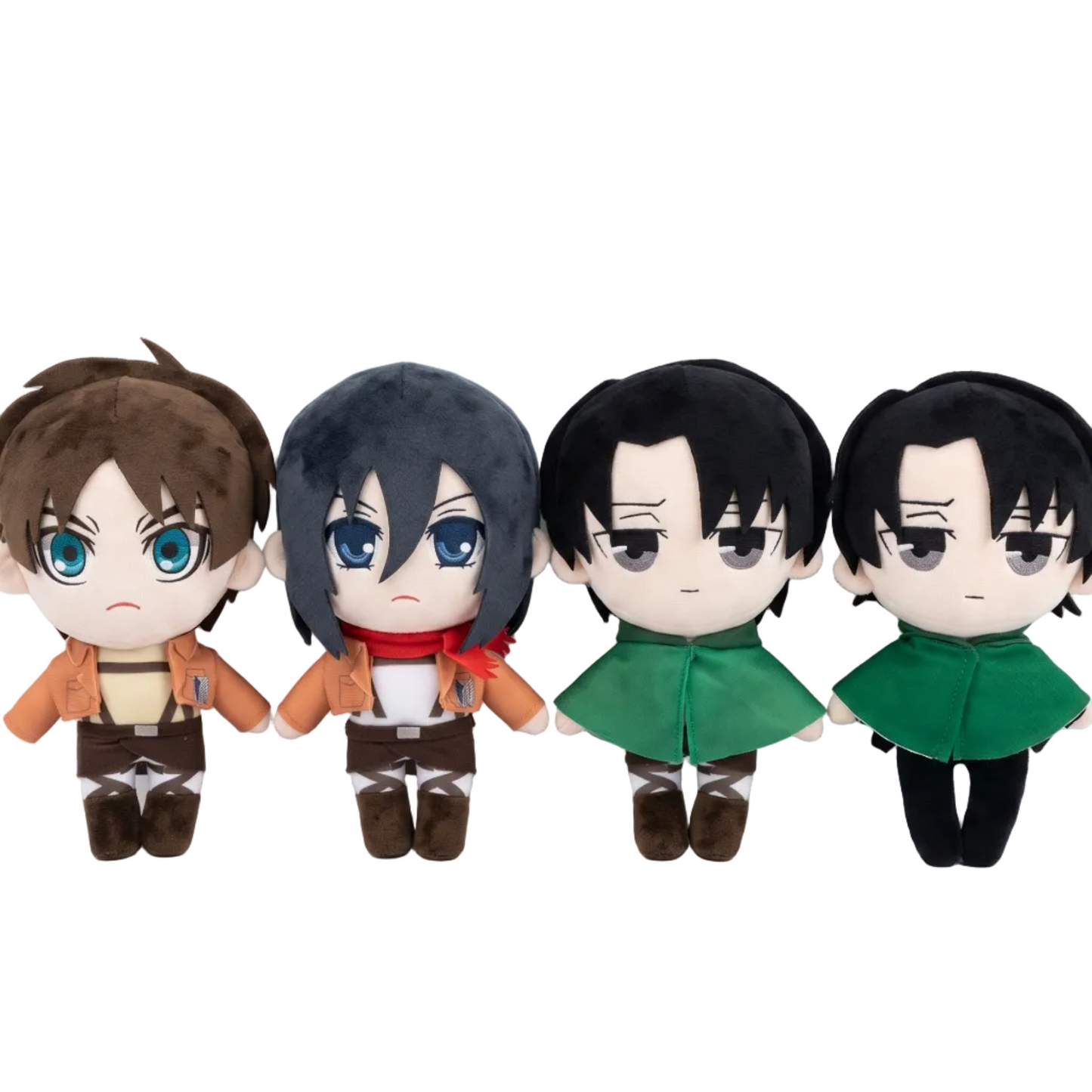 Levi, Eren & Mikasa Handmade Plush Dolls - With Gear & Without Gear Variants | Anime Soldier Collectibles