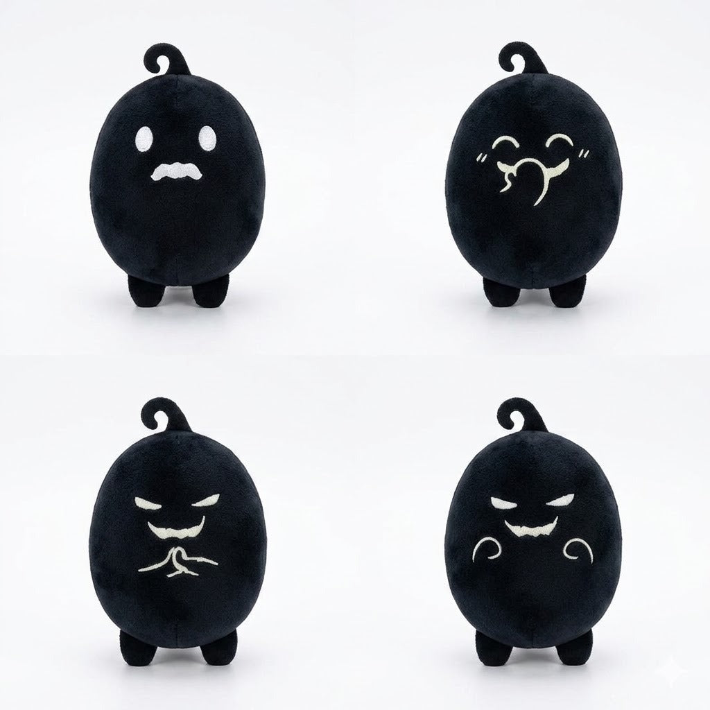 Krobus Plush Shadow Person Expression Plush Concerned, Happy, Serious or Wink Handmade Plush 15 cm