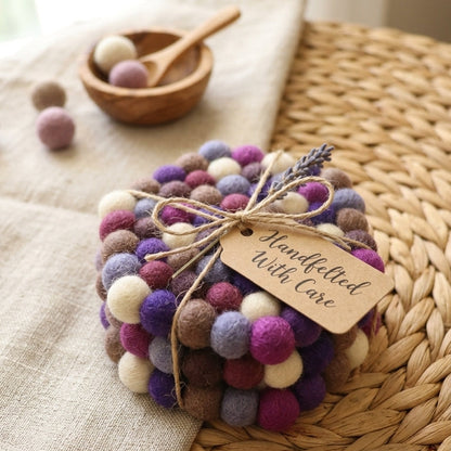 Plum Violet / Purple Wool Felt Coasters – Set of 4