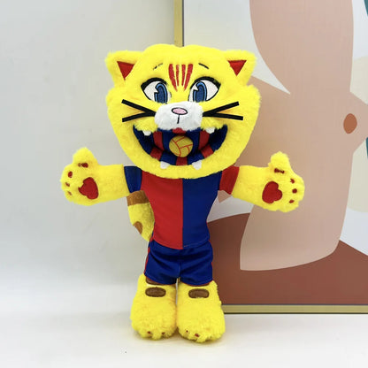 Football Mascot Cat Plush Catalan Club Soccer Mascot Stuffed Animal Handmade Plush 31cm