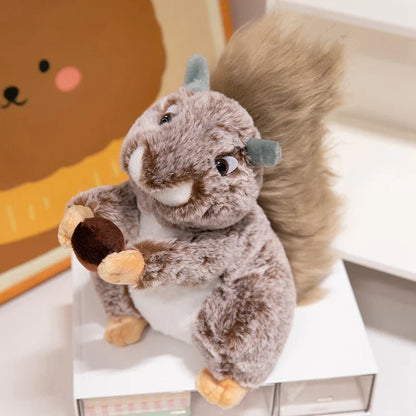 Wild Grey Brown Squirrel Plush Toy Fluffy Bushy Tail Squirrel Stuffed Animal  Soft Squirrel Plushie Gift