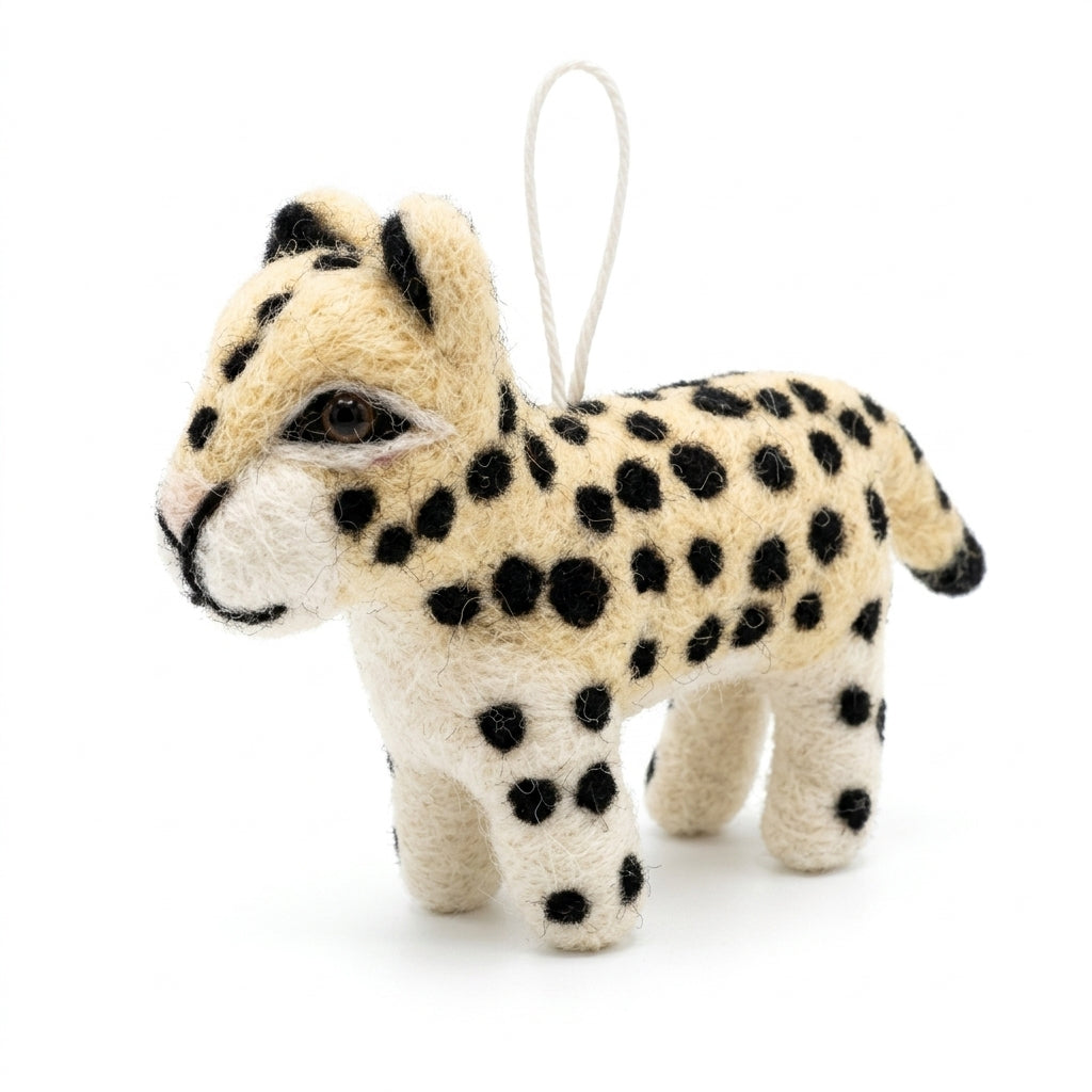 Handmade Wool Felt Cheetah Ornament