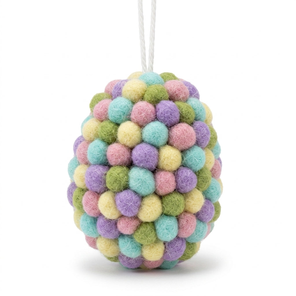 Handmade Wool Felt Ball Egg Ornament