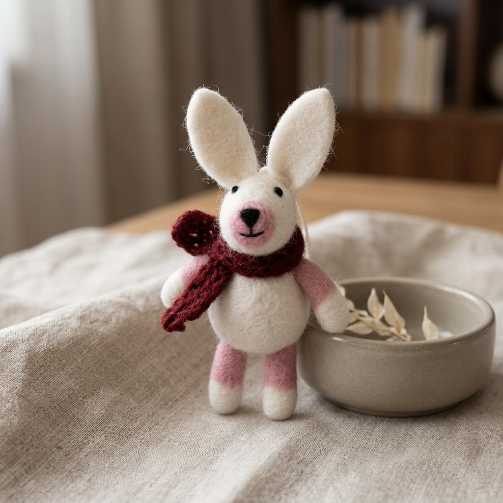 Handmade Wool Felt Bunny Ornament