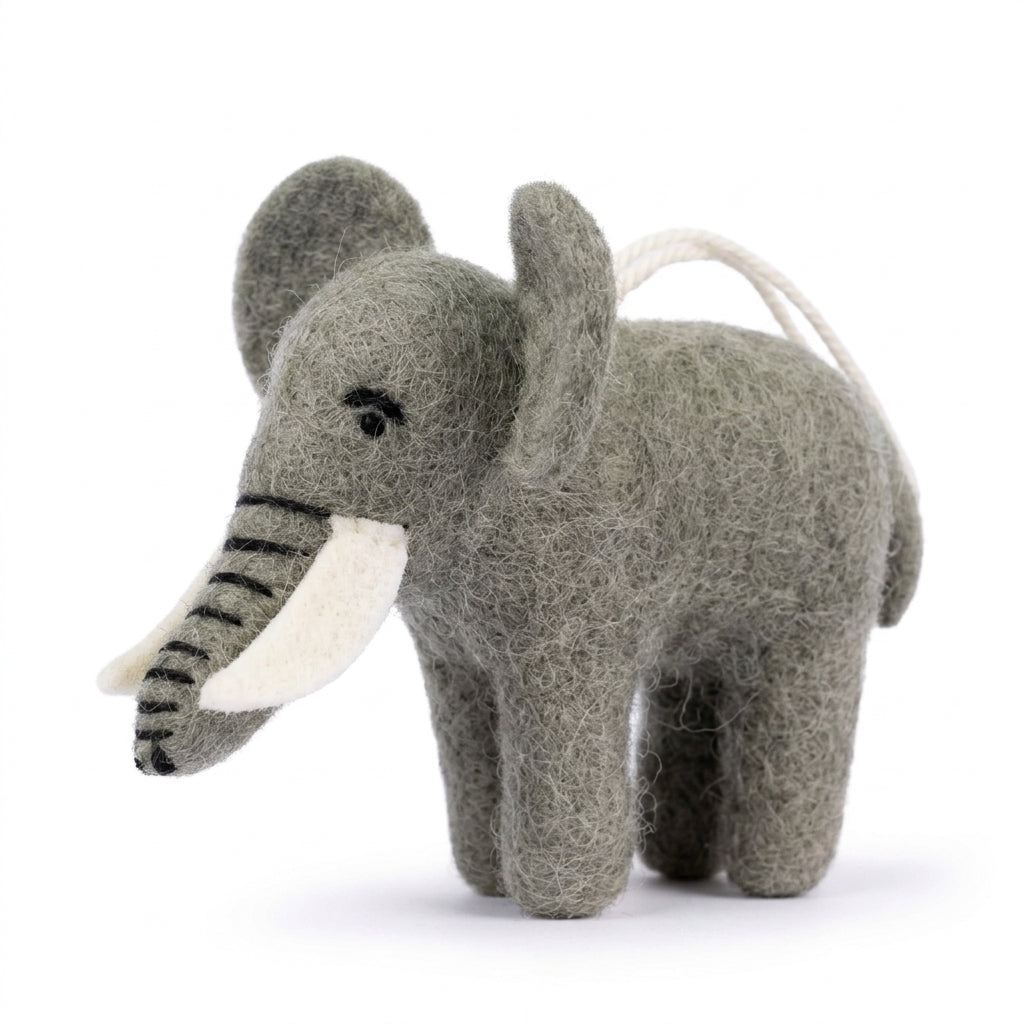 Handmade Wool Felt Elephant Ornament