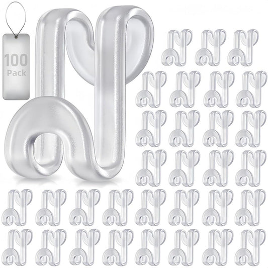 Transparent plastic S-hook hanger connectors, 100-piece set