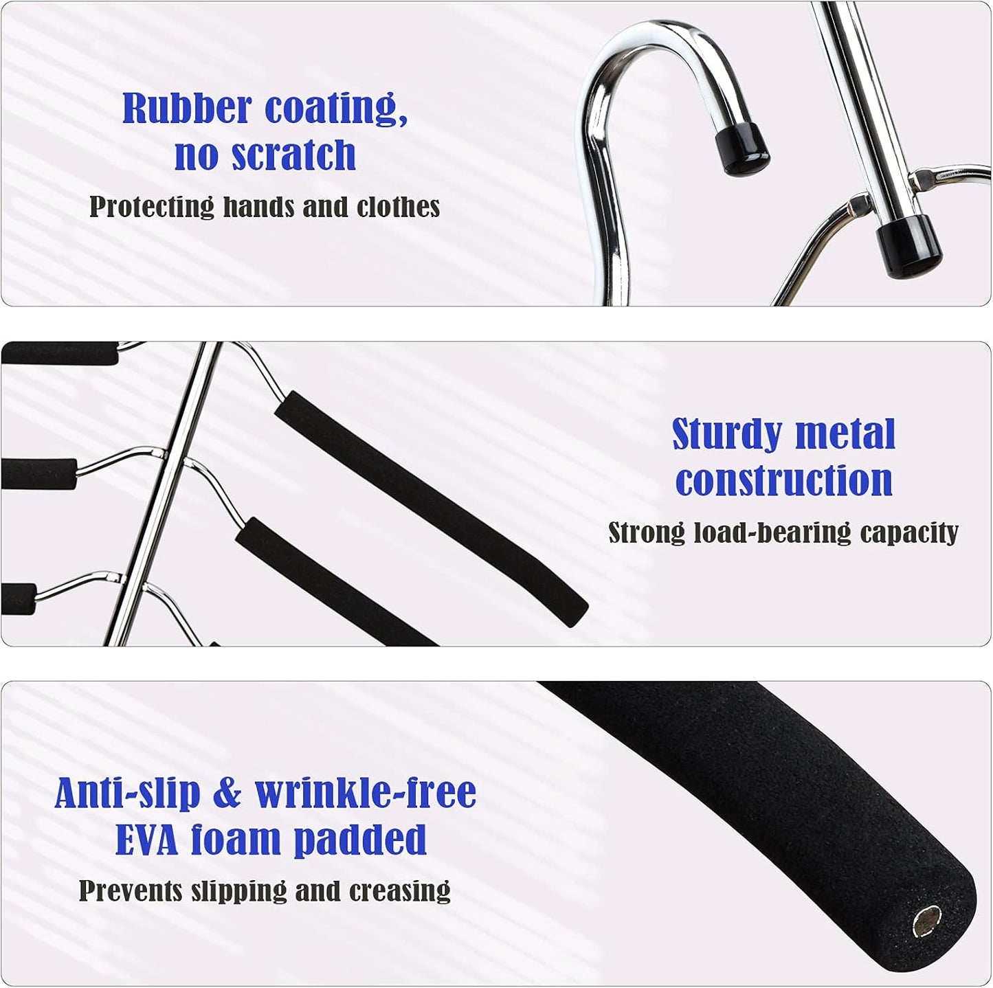 Hangers Space Saving Clothes Hanger 2 Packs Swing Arm Non Slip Padded Coat Hanger 5 Layers Heavy Duty Stainless Steel Sweater Shirt Hanger Closet Storage Organizer