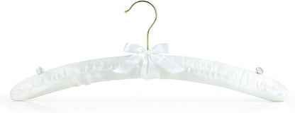 Hangerworld White 17inch Satin Padded Top Garment Wedding Clothes Coat Hangers with Buttons