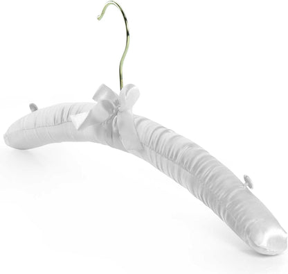 Hangerworld White 17inch Satin Padded Top Garment Wedding Clothes Coat Hangers with Buttons