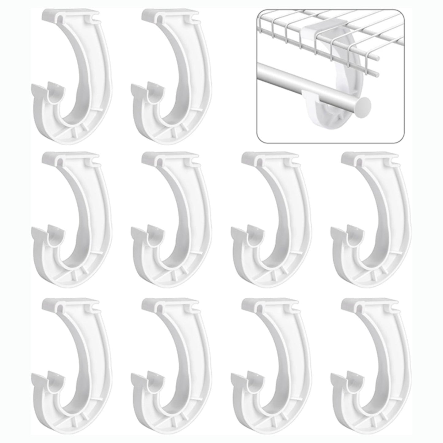 Hanging J Shape Closet Rod Bracket White 2Pc JWDX, 2Pcs Hanging Closet Rod Support Closet Shelf Rod Holder Sturdy J Shaped Closet Brackets for Hanging Clothes Cabinets Storage and Curtain One Size D