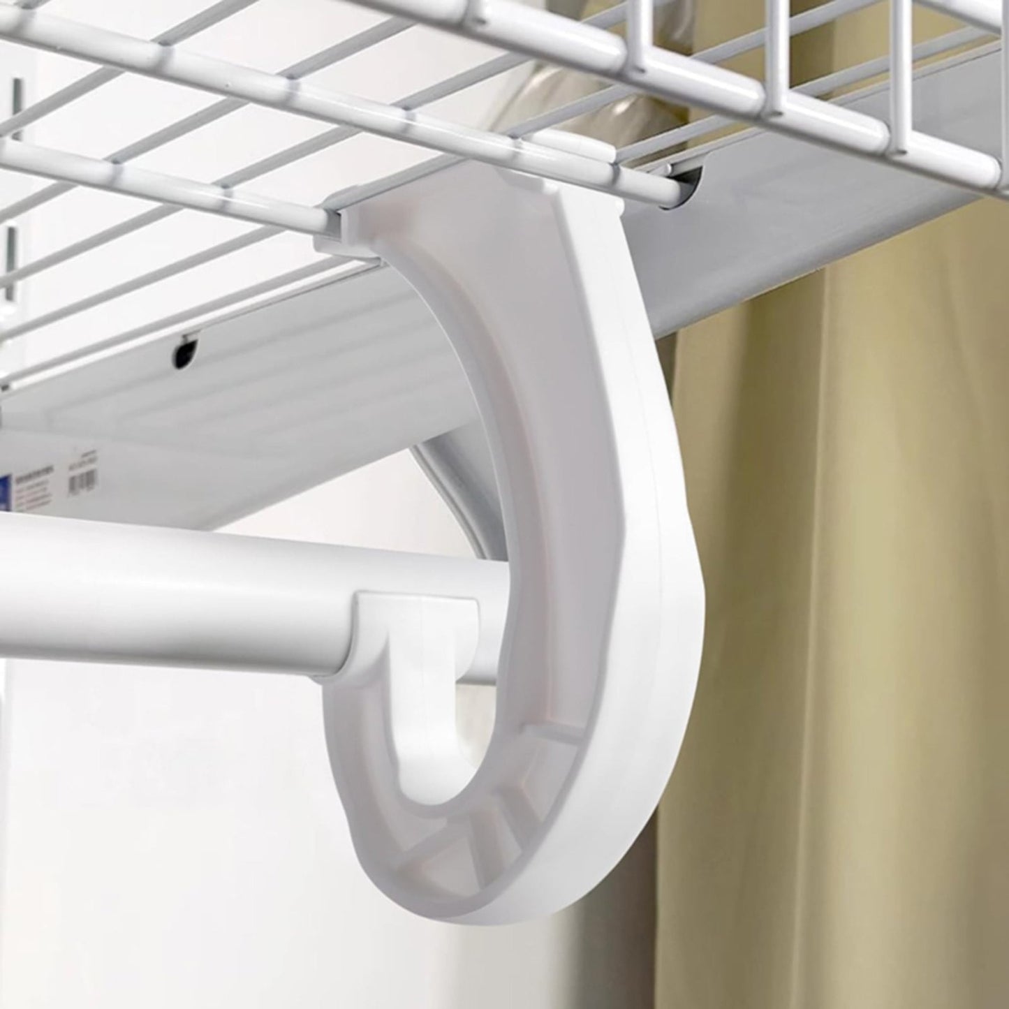 Hanging J Shape Closet Rod Bracket White 2Pc JWDX, 2Pcs Hanging Closet Rod Support Closet Shelf Rod Holder Sturdy J Shaped Closet Brackets for Hanging Clothes Cabinets Storage and Curtain One Size D