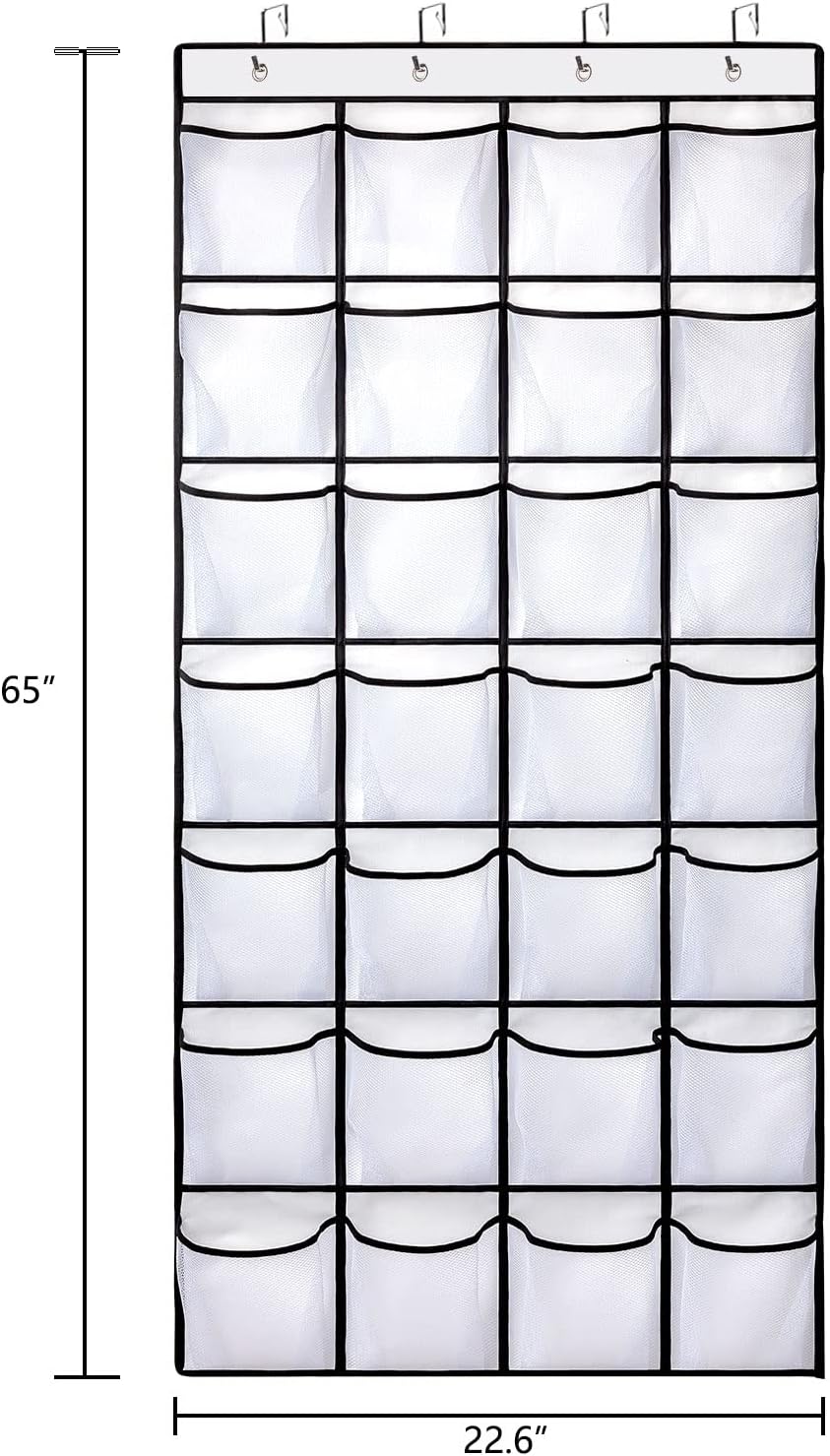 Hanging shoe bag organizer - 28-compartment shoe rack behind the door - transparent shoe rack - hanging shoe rack behind the door - large capacity shoe rack - with hooks