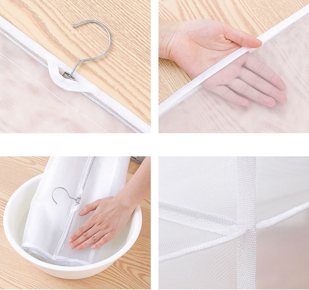Hanging storage shelf - Closet organizer - Wardrobe organizer - 6 compartments - Suitable for handbags, clothes and toys (set of 3)