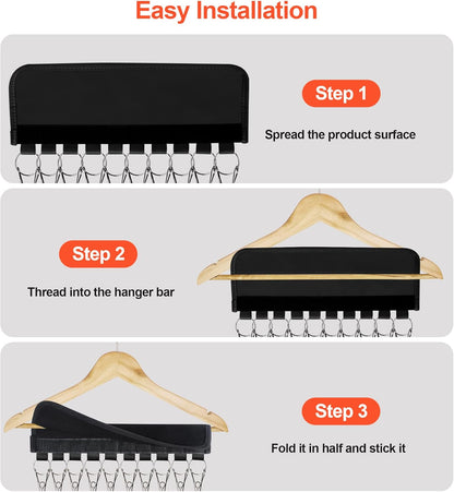 Hat Rack for Baseball Caps Hat Organizer Holder for Hanger & Room Closet Display, 2Pack 10 Hat Storage Clips for Hang Ball Caps Beanie, for Men Gift, Not Including Hangers & Hats (2PC Black)