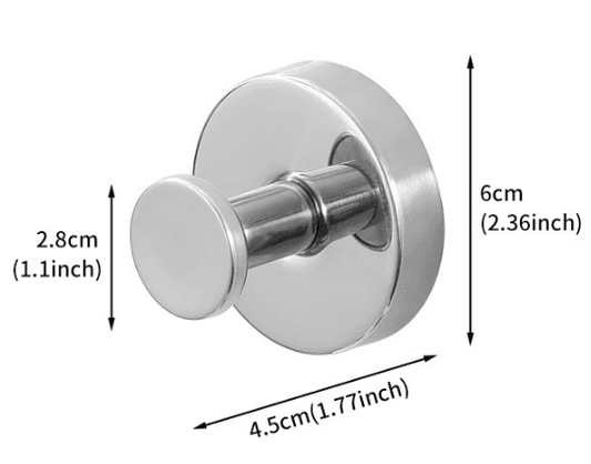 Brushed stainless steel suction cup hook with round base and metal hanging tube