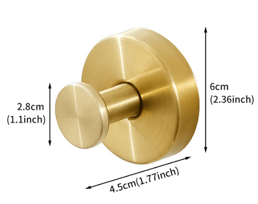 Brushed gold stainless steel suction cup wall hook with round base and curved stem