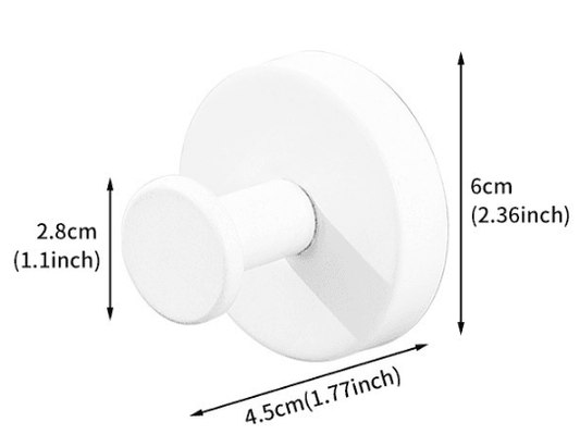 White suction cup hook with round base and short knob for hanging towels