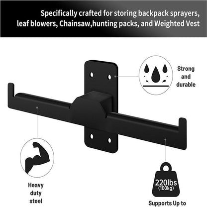 Heavy Duty Wall Mounted Backpack Blower Rack & Sprayer Hanger - Durable Space-Saving Storage Bracket for Backpack Leaf Blowers, Garden Sprayers, Chainsaws | Sturdy Garage Organization, Easy Install