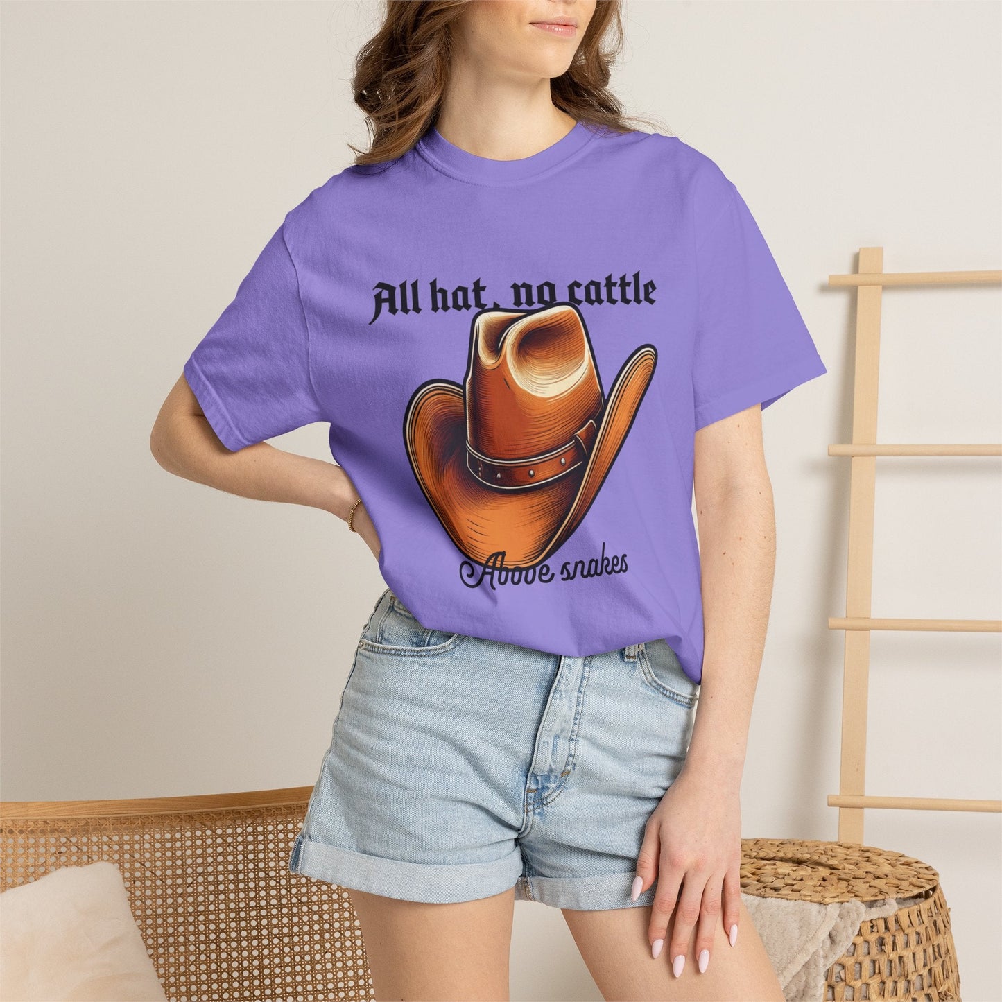 All Hat No Cattle Cowboy T-Shirt | Western Hat Graphic Unisex Tee