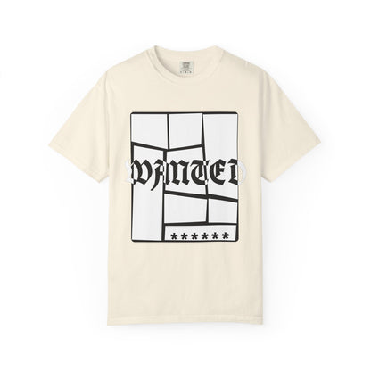 Wanted Graphic Tee Window Grid Design with wanted printed Tees