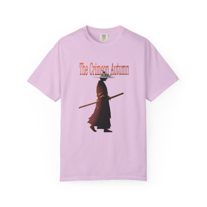 Crimson Autumn Samurai Tee | Distressed Japanese Warrior Shirt