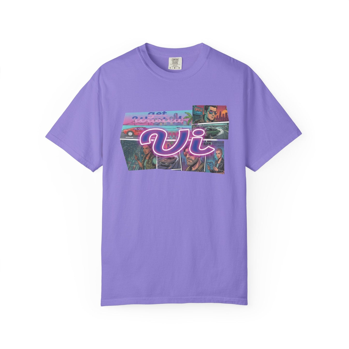 Vice City VI Retro Aesthetic Graphic Tee, Neon Miami Vibes  T-Shirt