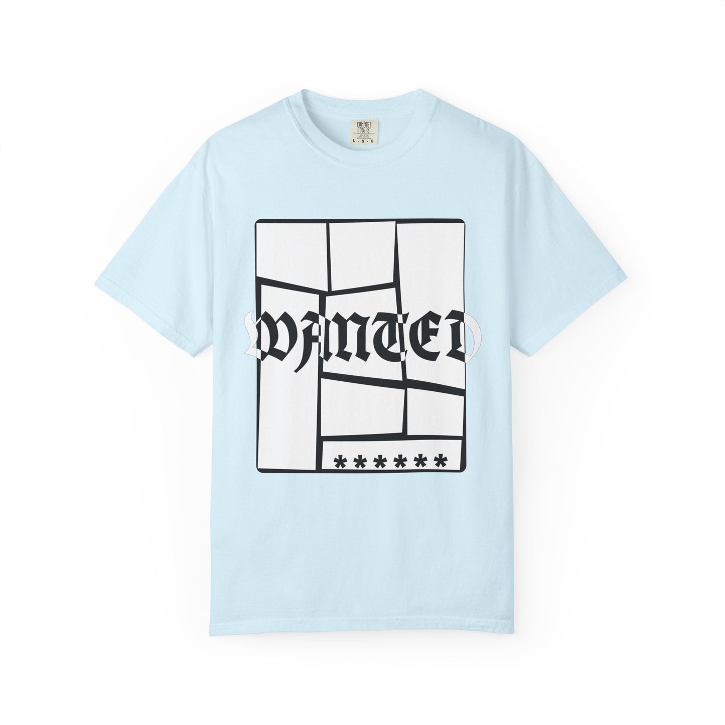 Wanted Graphic Tee Window Grid Design with wanted printed Tees