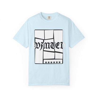 Wanted Graphic Tee Window Grid Design with wanted printed Tees