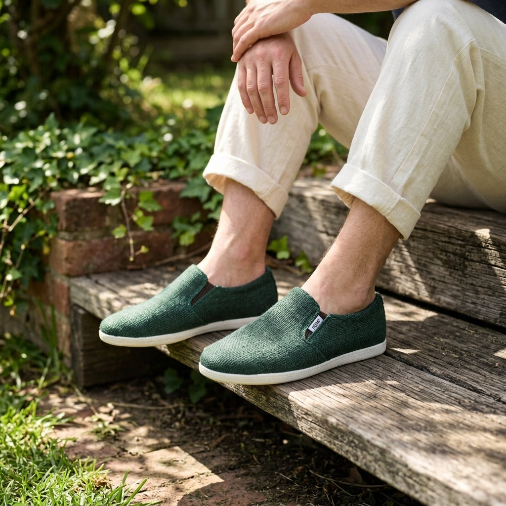 Green Hemp Slip-On Shoes – Organic Vegan Hemp Shoes