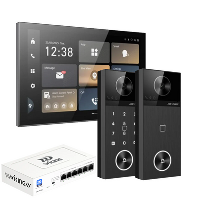 NEW* Hikvision 10.1" Android Video Intercom Kit – DS-KH9570-WTE1/S Indoor Station with DS-KV6114-WBE1 or DS-KV6124-WBE1 4MP Villa Door Station and POE Switch | Wi-Fi 6, PoE, Smart Access