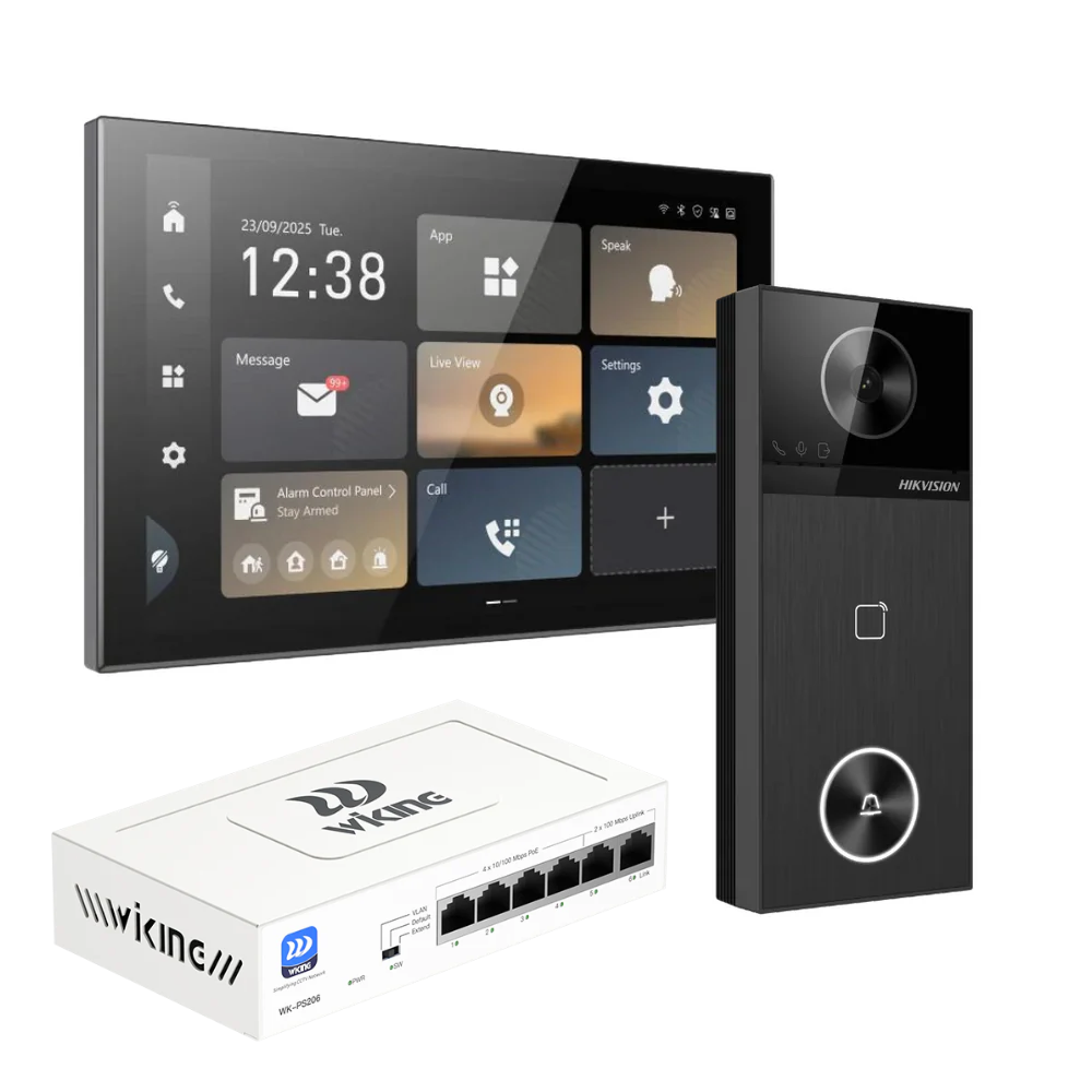 NEW* Hikvision 10.1" Android Video Intercom Kit – DS-KH9570-WTE1/S Indoor Station with DS-KV6114-WBE1 or DS-KV6124-WBE1 4MP Villa Door Station and POE Switch | Wi-Fi 6, PoE, Smart Access