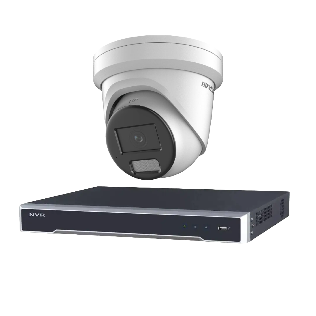 Hikvision 4 Channel 8MP AcuSense CCTV Kit – DS-7604NI-M1/4P 8K NVR + up to 4× DS-2CD2386G2H-IU Turret Cameras with PoE & AI Analytics