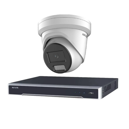 Hikvision 4 Channel 8MP AcuSense CCTV Kit – DS-7604NI-M1/4P 8K NVR + up to 4× DS-2CD2386G2H-IU Turret Cameras with PoE & AI Analytics