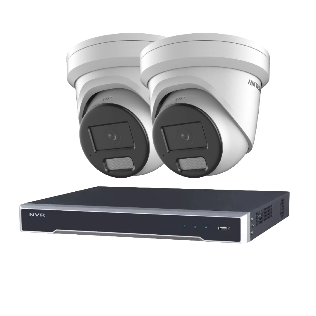 Hikvision 4 Channel 8MP AcuSense CCTV Kit – DS-7604NI-M1/4P 8K NVR + up to 4× DS-2CD2386G2H-IU Turret Cameras with PoE & AI Analytics