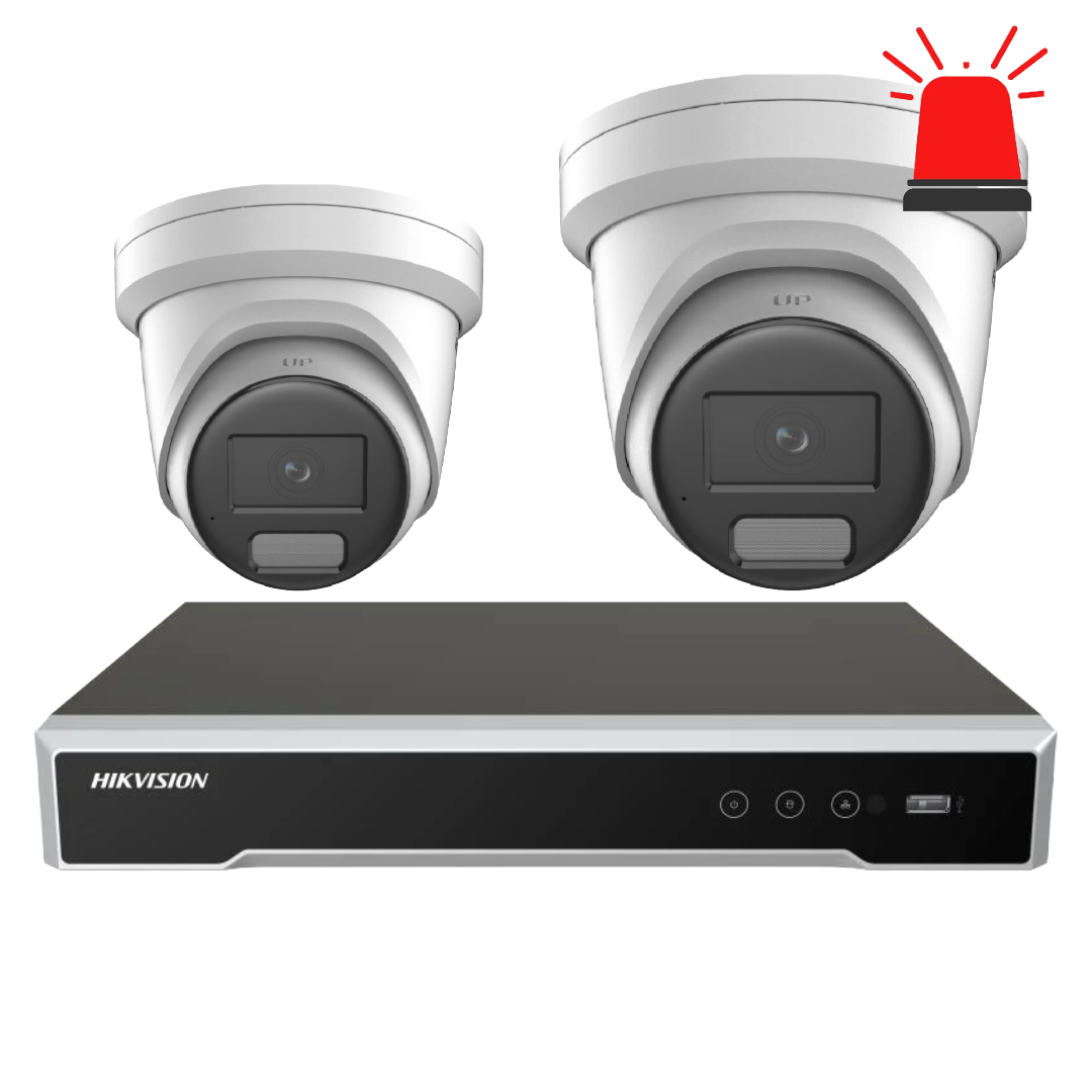Hikvision 4 Camera Customisable 6MP AI CCTV Security Kit | Active Deterrent & DarkFighter Cameras | DS-7604NI-M1/4P NVR