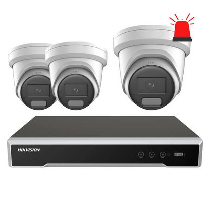 Hikvision 4 Camera Customisable 6MP AI CCTV Security Kit | Active Deterrent & DarkFighter Cameras | DS-7604NI-M1/4P NVR