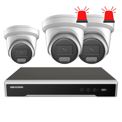 Hikvision 4 Camera Customisable 6MP AI CCTV Security Kit | Active Deterrent & DarkFighter Cameras | DS-7604NI-M1/4P NVR